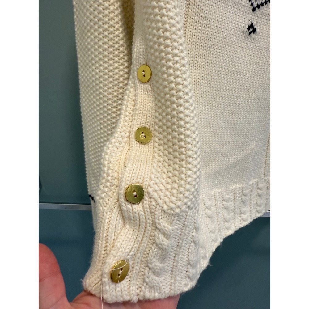The Reeds J.Crew Women Cream Wool Blend Mock Neck Diamond Knit Sweater Large - Picture 6 of 10